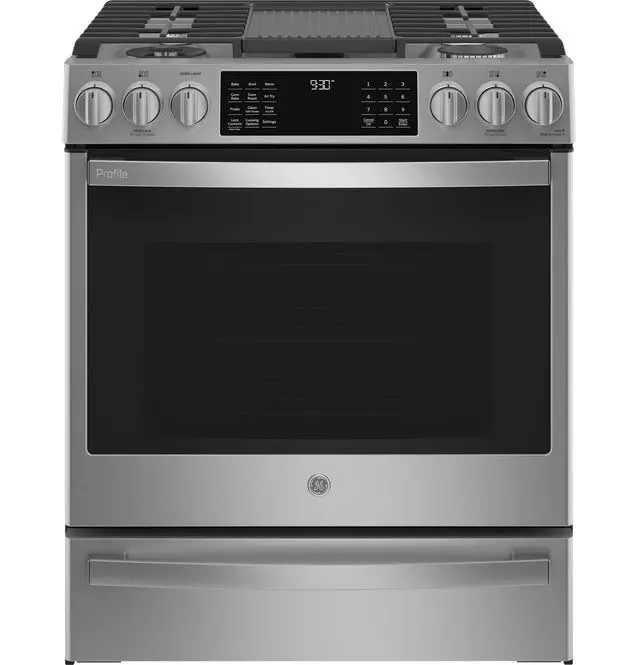 Ge Profile™ 30" Smart Slide-In Gas Range With Air Fry & Fingerprint-Resistant Finish 1