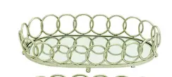 Geometric Silver Mirrored Tray With Circular Patterned Sides 1