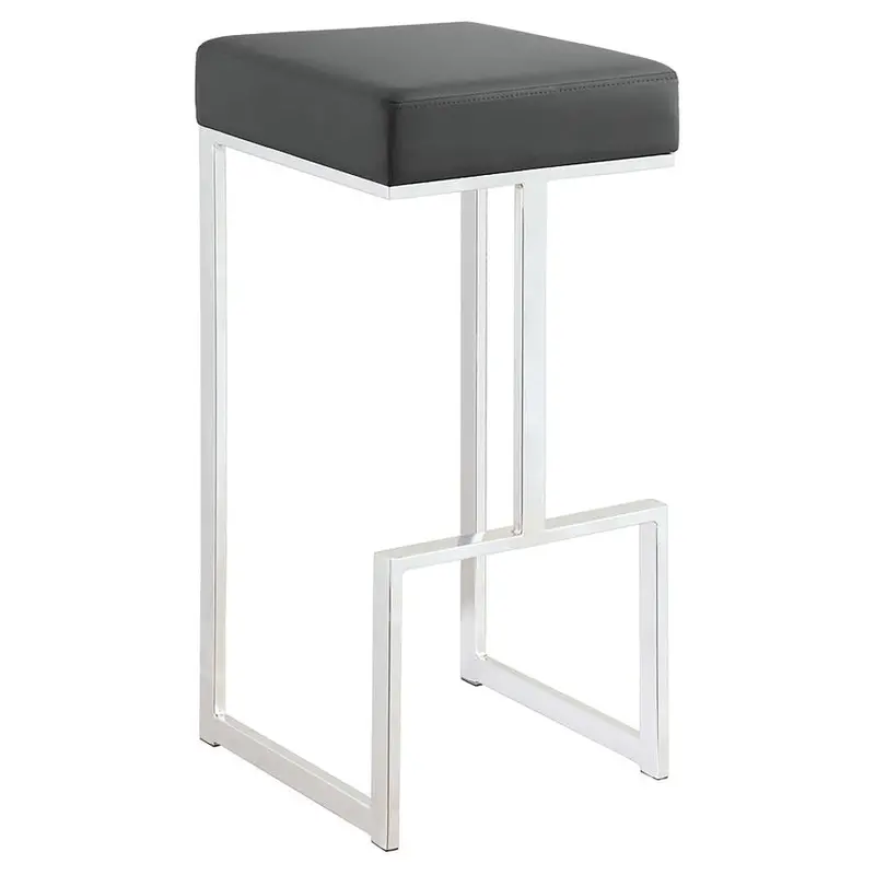 Gervase Chrome-Base Swivel Bar Stool – Modern Grey Design 1