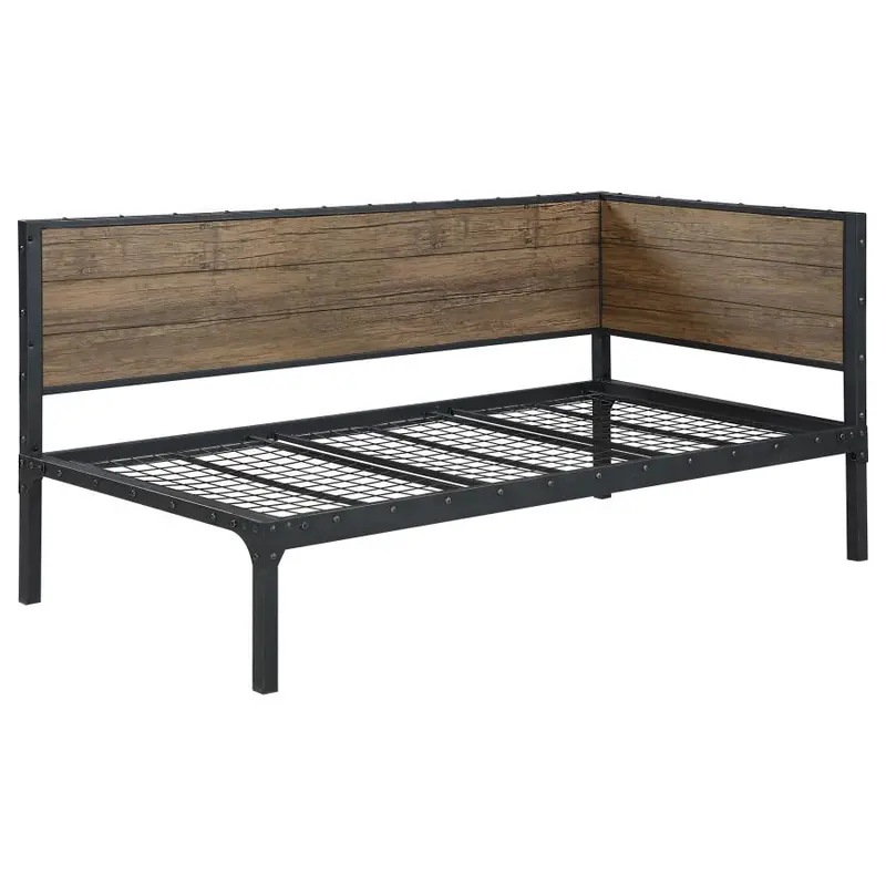 Getler Weathered Chestnut And Black Metal Daybed With Trundle Option 1