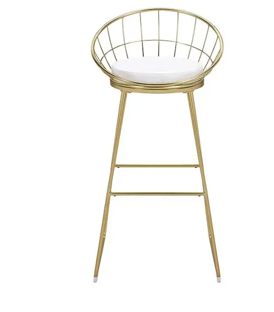 Glenbrook Gold-Finished Padded Bar Stools With Metal Legs 1