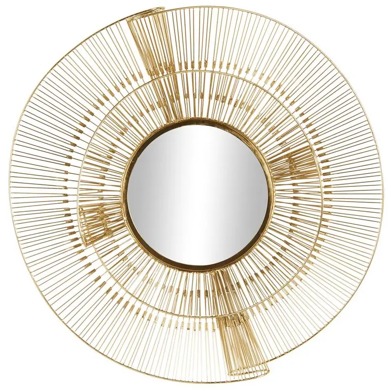 Gold Starburst Wall Mirror With Radiating Wire Spokes 1