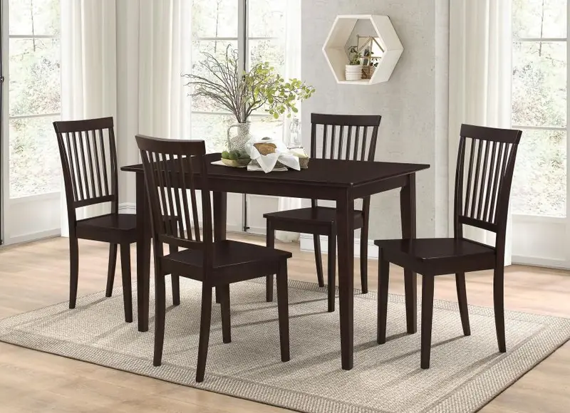 Gomez 5-Piece Dining Set – Rectangular Table & Chairs In Cappuccino Finish 1