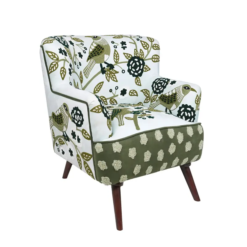 Green Verbena Upholstered Accent Chair And Matching Bench 1