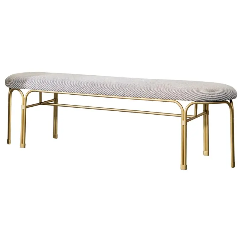 Grey And Gold Upholstered Accent Bench With Metallic Legs 1