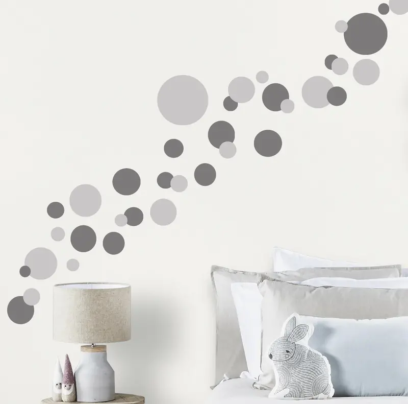 Grey Polka Dot Wall Decals – Light & Dark Tone Mix 1