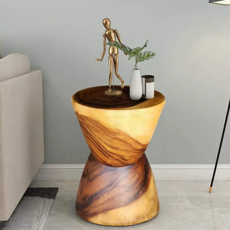 Hand-Carved Hourglass Side Table – Wooden Bedside Or Drinks Table 1