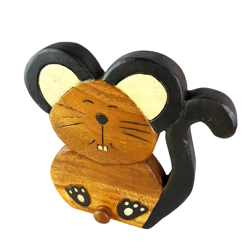 Hand-Carved Solid Wood Wall Hooks – Artisan-Crafted Animal Or Character-Themed Hanging Set 1