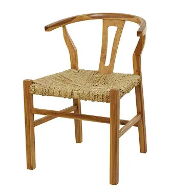 Handcrafted Teak Dining Chair With Woven Seagrass Seat, 20" X 21" X 29" 2