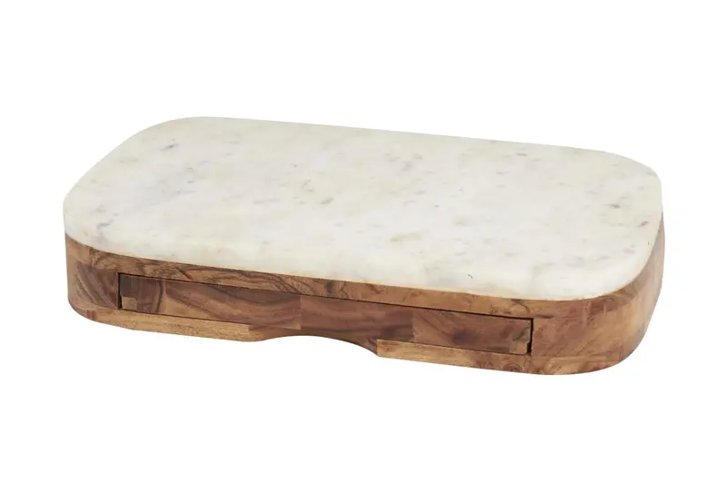 Handmade White Wood Cutting Board Set – Includes 4 Cheese Knives, 16" W X 3" H 1