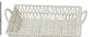 Handwoven Cotton Storage Basket In White – Natural Fiber Bin With Carry Handles 1