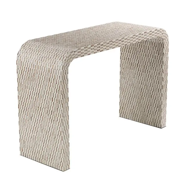 Heritage Cream Capiz Shell Mosaic Console Table 1