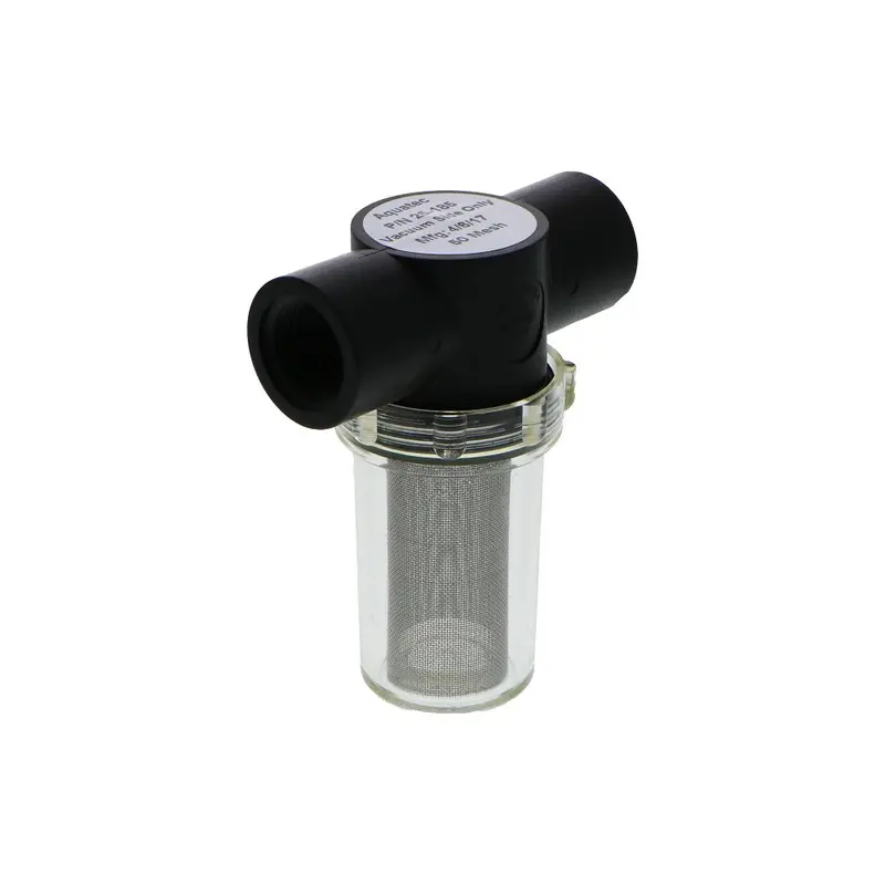 High-Flow Stainless Steel In-Line Strainer – 50-Mesh, Clear Twist-Off Bowl, 1/2" Female Npt Ports 1
