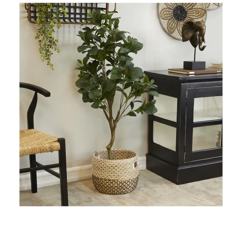 Indoor/Outdoor Fig Tree Artificial Plant In Black Melamine Planter – 22" X 22" X 45" 1
