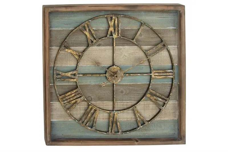 Industrial-Inspired Brown Metal Wall Clock 1
