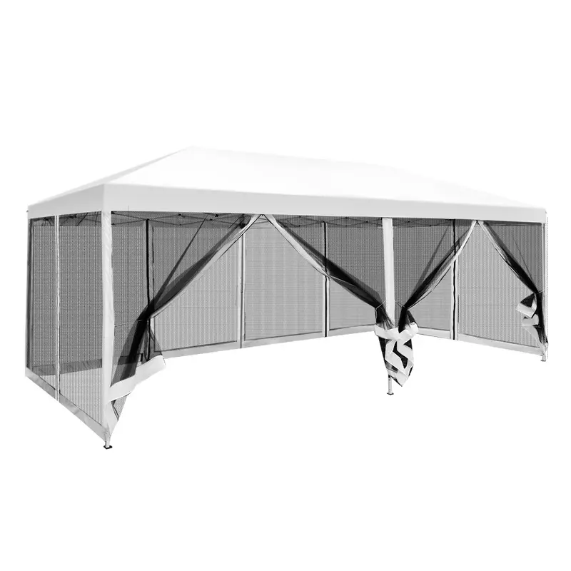 Instahut 3X6M Pop-Up White Gazebo – Mesh-Sided Marquee For Outdoor Weddings & Gatherings 1