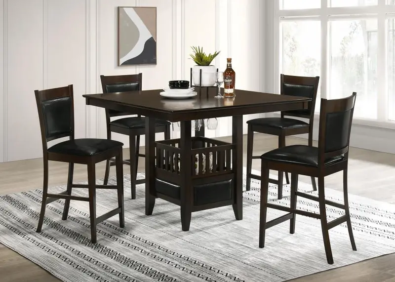 Jaden Espresso 5-Piece Square Counter Height Dining Set 1