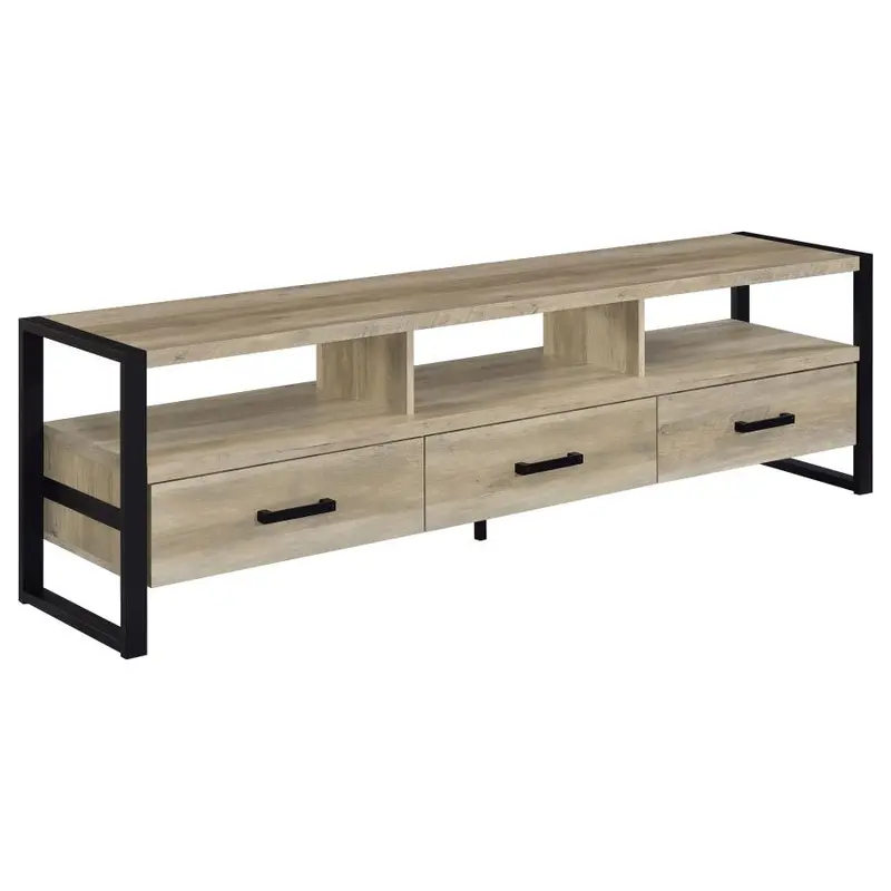 James 71-Inch Distressed Pine Tv Stand With Three Drawers 1