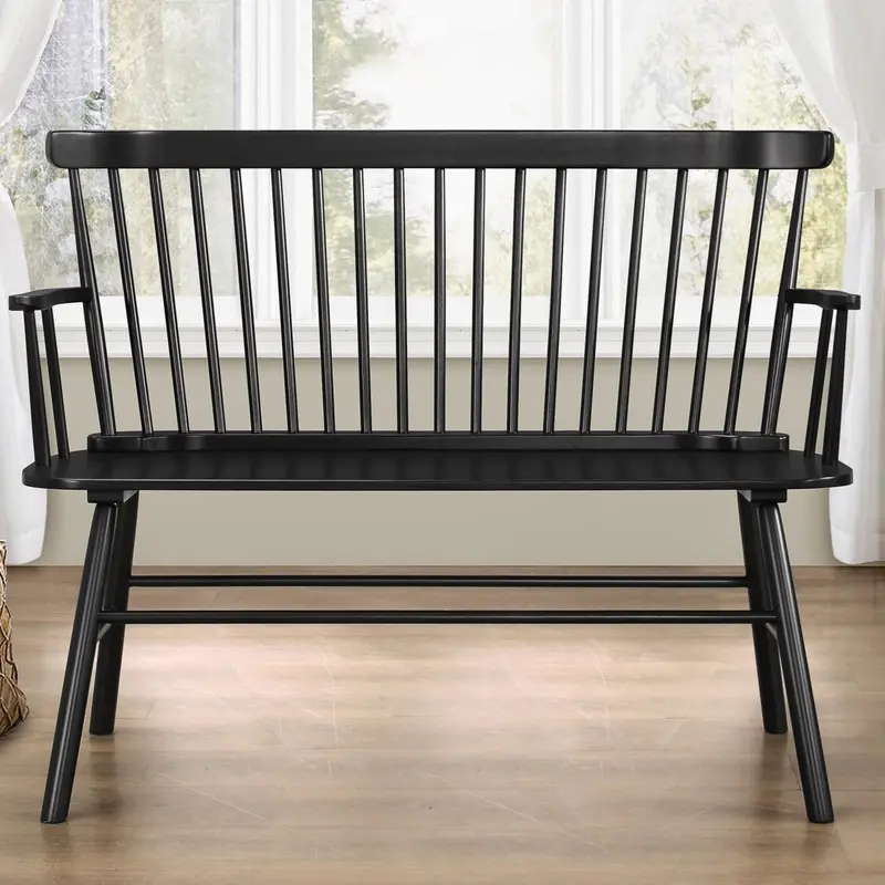 Jerimiah Spindleback Wooden Bench For Entryway Or Bedroom 1