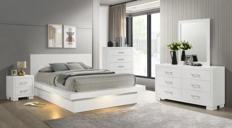 Jessica Snow White Bedroom Set | Painted Mdf Bedroom Collection With Shaker-Style Doors And Elegant Hardware 1