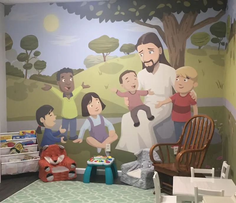 'Jesus Loves Children' Faith-Based Kids' Church Wallpaper 1