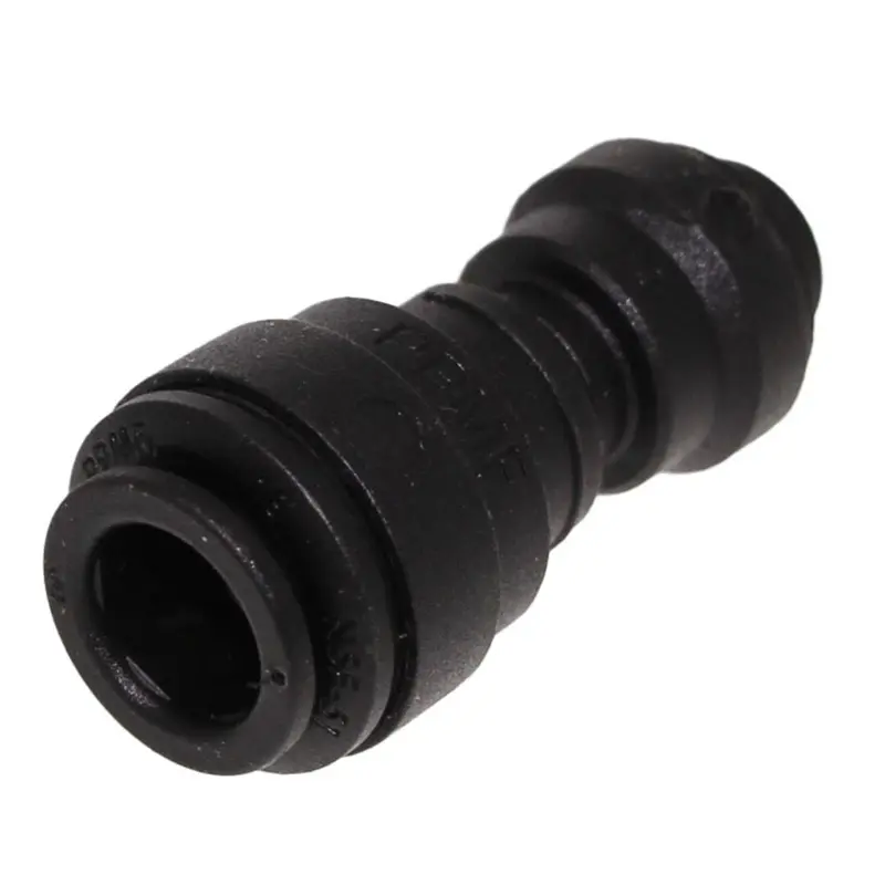 John Guest 1/2 In × 3/8 In Black Polypropylene Reducing Union 1
