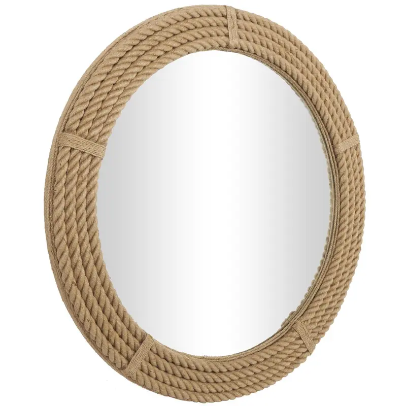 Jute Rope Wall Mirror With Natural Brown Texture 1