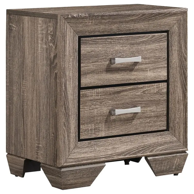 Kauffman Washed Taupe 2-Drawer Nightstand With Usb Charging Port 1
