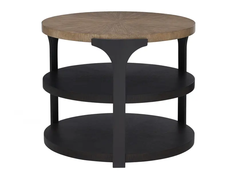 Kenya Round End Table – Dual-Tone Wood And Metal Design 1
