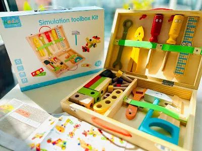 Kids’ Pretend Play Toolbox – Portable Carry Case With Realistic Building Accessories 1