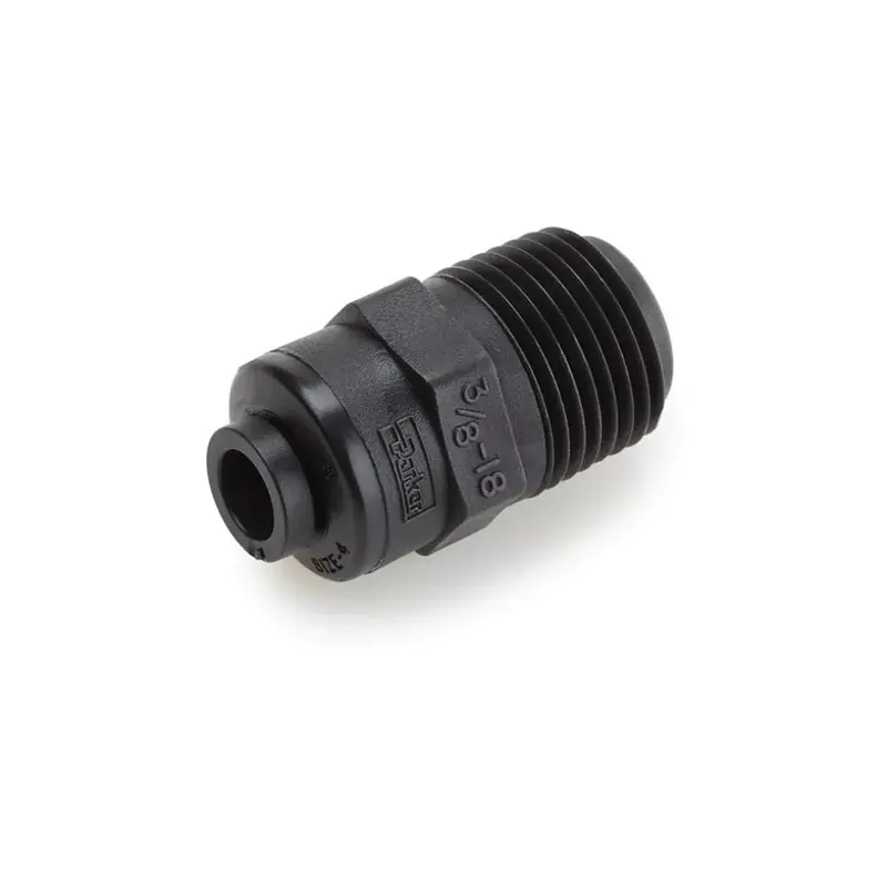 Kynar Pvdf Black Male Connector: 3/8" To 1/2" Nptf Thread 1