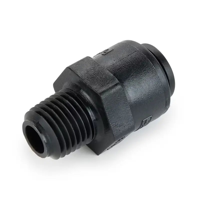 Kynar Pvdf Black Male Connector: 3/8" To 1/4" Nptf Thread 1