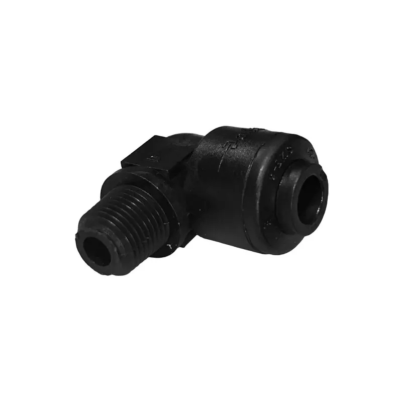 Kynar Pvdf Black Male Elbow Fitting: 1/4" To 1/8" Nptf Thread 1