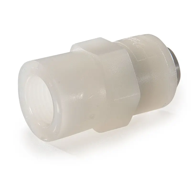 Kynar Pvdf Faucet Adapter: 3/8" Od To 7/16"-24 Uns Thread 1