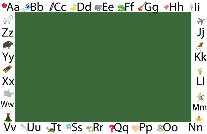 Large Chalkboard-Style Alphabet Wall Mural 1
