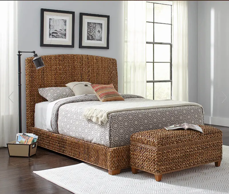 Laughton Amber Hand-Woven Banana Leaf Bed Frame 1