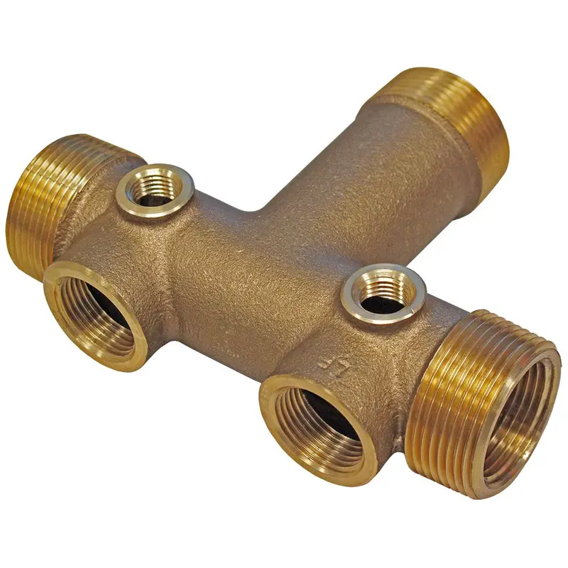 Lead-Free 1" × 4.5" Brass Tank Cross Fitting 1