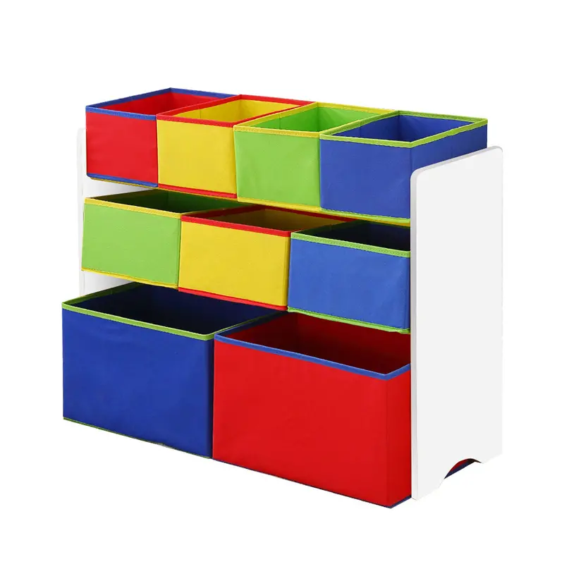 Levede 3-Tier Kids Toy Organizer – White Wooden Bookcase With 9-Bin Storage Rack 1