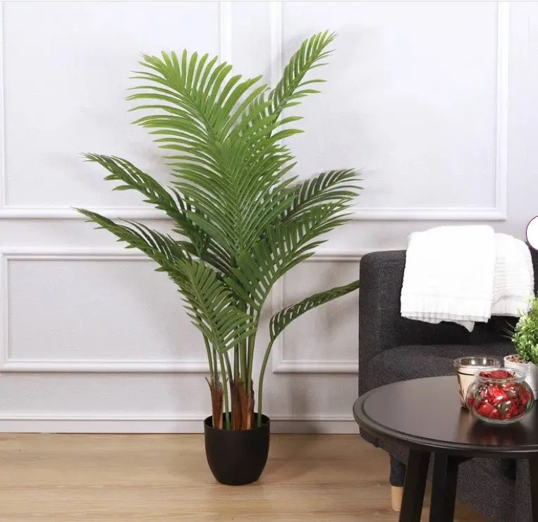 Lifelike Artificial Palm Tree In Decorative Planter – Indoor Tropical Accent 1