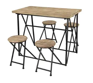 Light Brown Folding Dining Table With Matte Black Metal Legs – 44" X 59" Extendable Surface 1