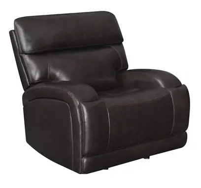 Longport Dark Brown Power Glider Recliner With Upholstered Seat 1