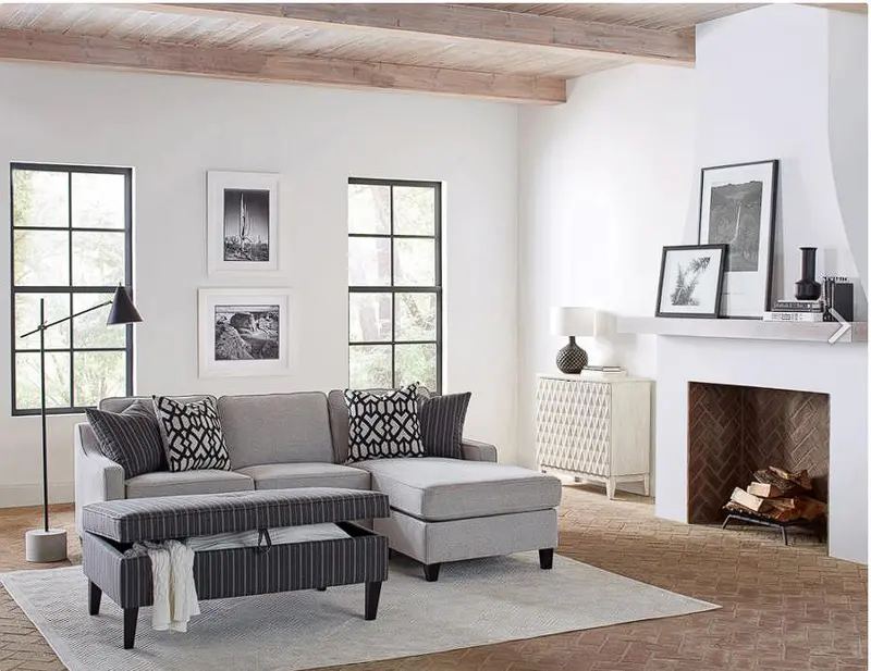Luanne Grey Upholstered Sectional Sofa With Cushioned Backs 1