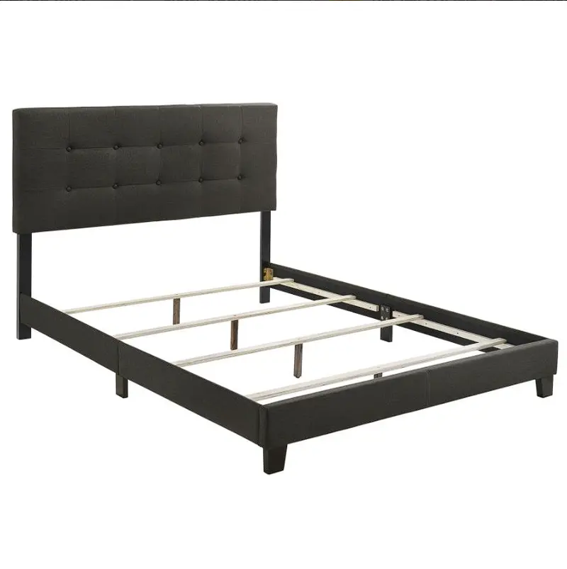 Mapes Charcoal Tufted Upholstered Queen Bed With Channel-Stitched Headboard 1
