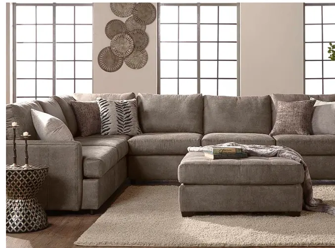 Mica-Finished Modular Sectional Sofa In Neutral Tones 1