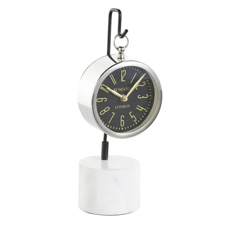 Minimalist Suspended Clock In Stainless Steel With Dual-Tone Stand 1