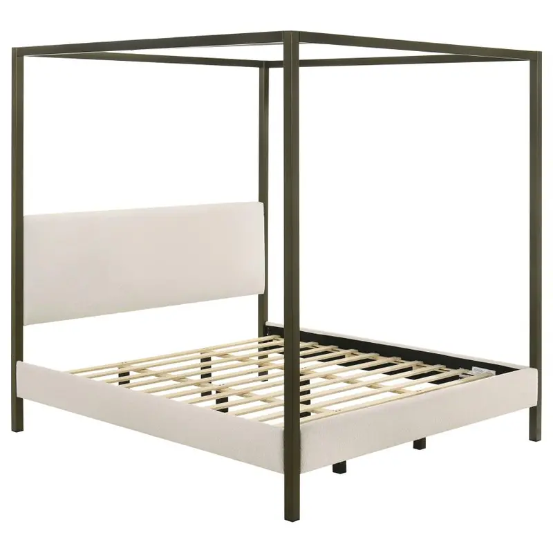 Monroe Vanilla Upholstered Eastern King Canopy Bed 1