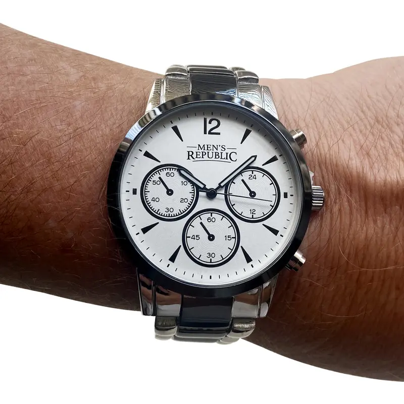 Mothers Day Watch & Bracelet Gift Set – Chrome And Matte Black Finish 1