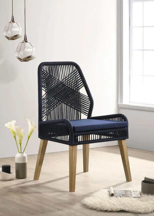 Nakia Navy Blue Woven Rope Dining Chairs – Set Of Two 1