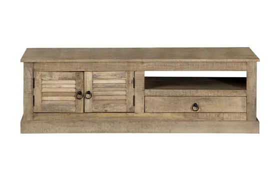 Natural-Finish 2-Door Tv Console For Media Storage 1
