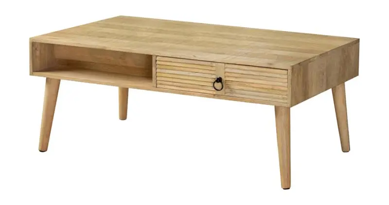 Natural-Finish Rectangular One-Drawer Coffee Table 1